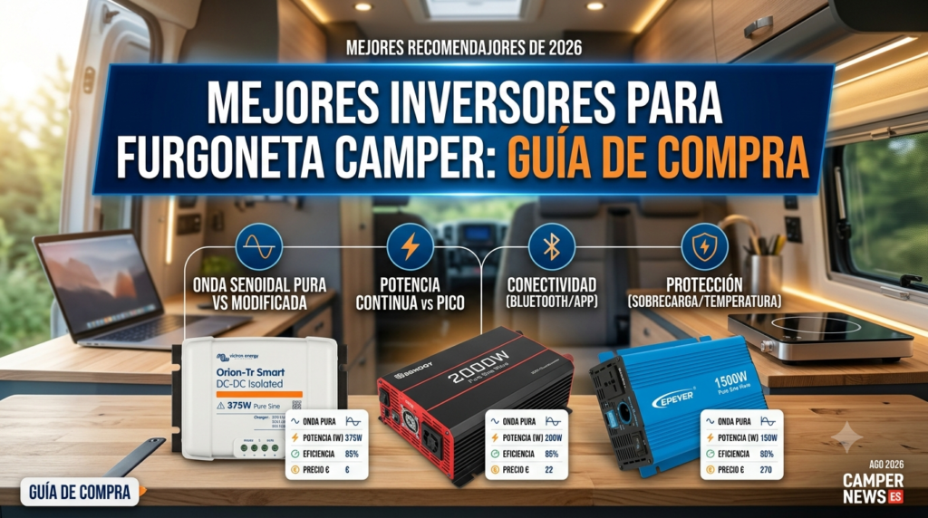 Inversor de corriente en la instalación eléctrica de una furgoneta camperizada